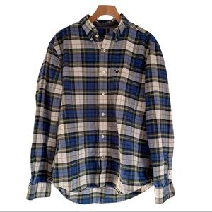 American Eagle Blue/Green Plaid Flannel Shirt